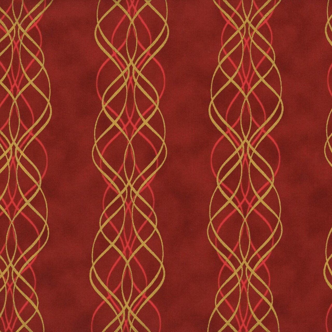 Fabric Hoffman Scarlet Gold Spiral Stripe Blooming Holidays by the Quarter Yard X7792-78G